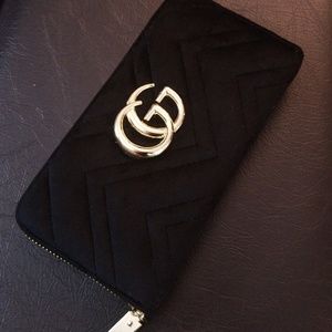 Gucci GG Marmont Velvet Zip Around Wallet
